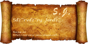 Sárváry Jenő névjegykártya